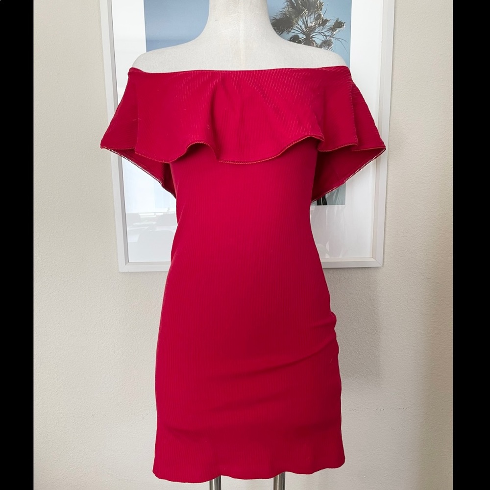 Reformation off the shoulder banana dress